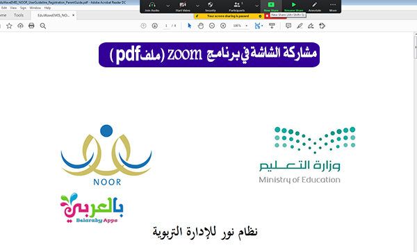 مشاركة الشاشة (ملف pdf) في برنامج zoom